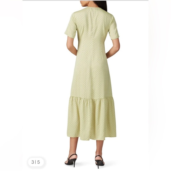 ANTHROPOLOGIE X LOVE, WHIT CITRON DOT  TIE WAIST MIDI DRESS - Picture 3 of 13